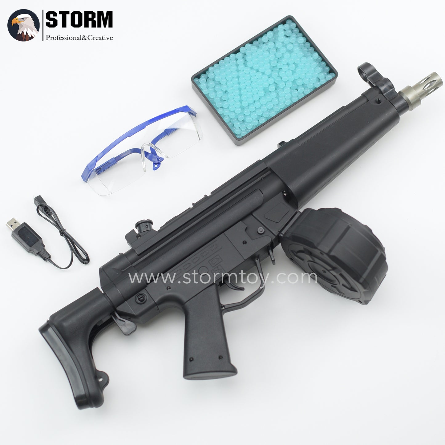 MP5 Gel Ball Blaster Launcher Two Magazine Clipes Rotary Drum Adult type