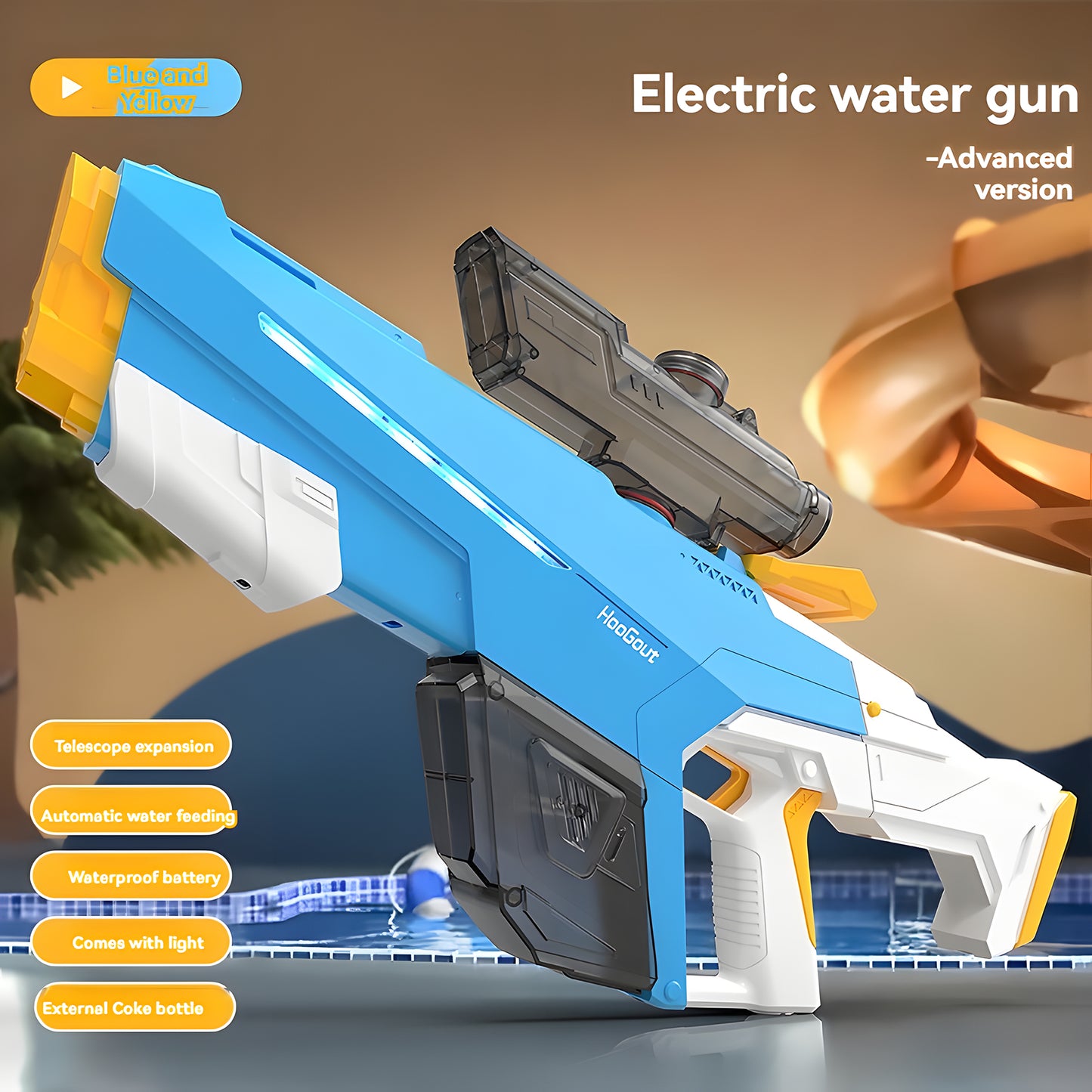 Semi-Automatic Electric Repeating Blue And White Water Gun