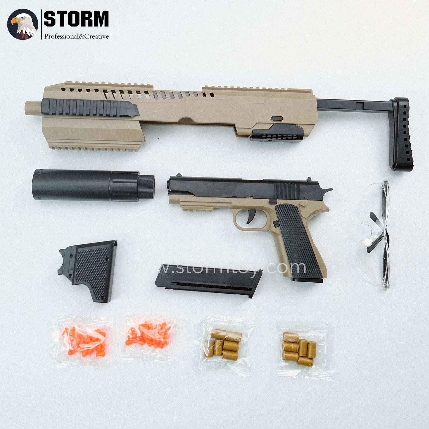 New M1911 With Carbine Kit Shell Ejecting Blowback Pistol